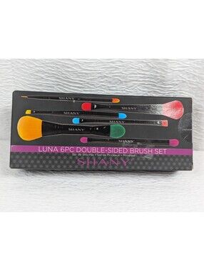 SHANY LUNA - 6pc - Double Sided Travel Brush Set With Pouch - Synthetic Hair